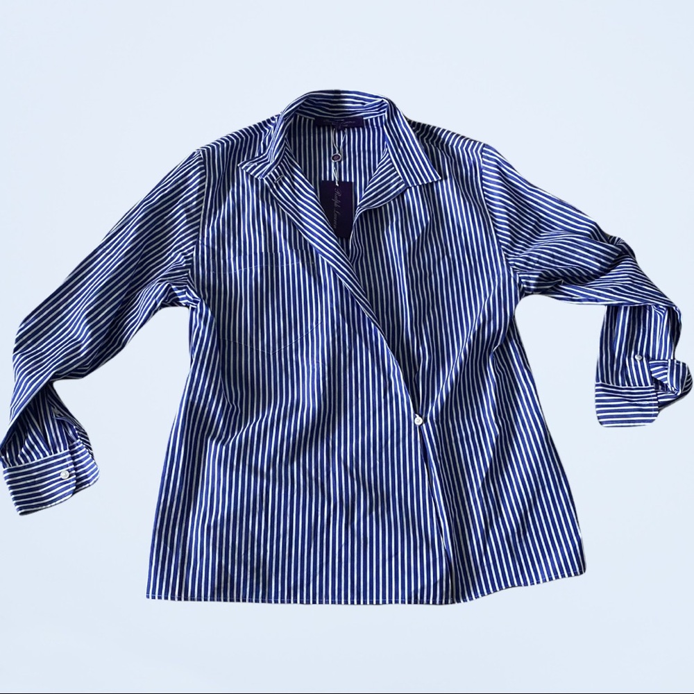 Ralph Lauren Striped Blouse, Icon Blue SIZE 8